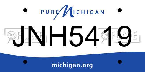 JNH5419 Michigan License Plate
