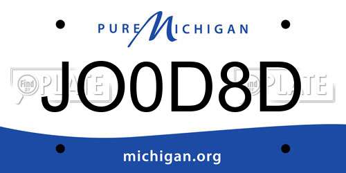 JO0D8D Michigan License Plate