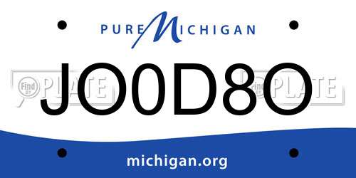 JO0D8O Michigan License Plate