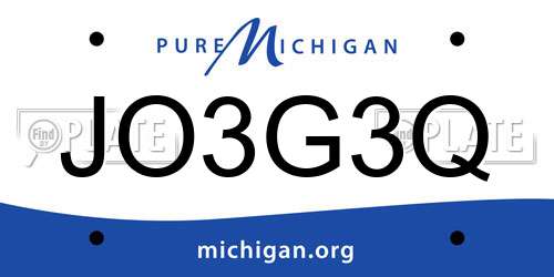 JO3G3Q Michigan License Plate