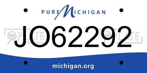 JO62292 Michigan License Plate