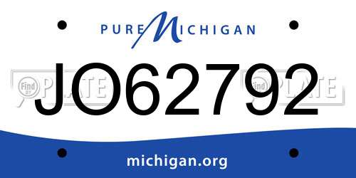 JO62792 Michigan License Plate