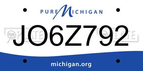JO6Z792 Michigan License Plate