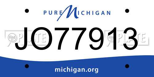 JO77913 Michigan License Plate