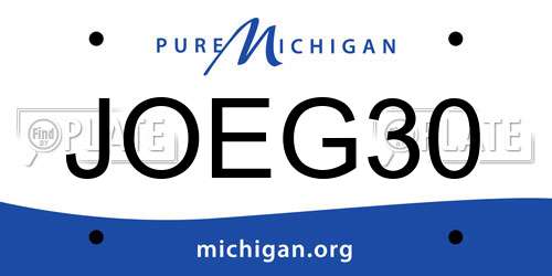 JOEG30 Michigan License Plate
