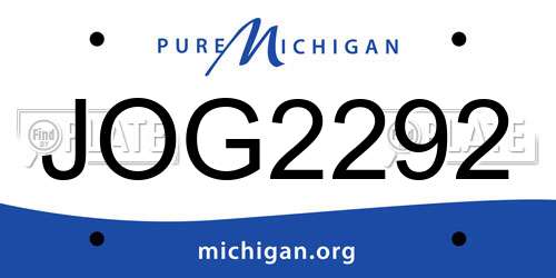 JOG2292 Michigan License Plate