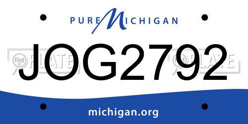 JOG2792 Michigan License Plate