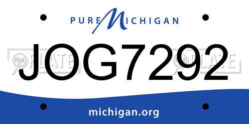 JOG7292 Michigan License Plate