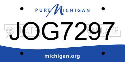 JOG7297 Michigan License Plate