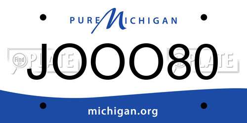 JOOO80 Michigan License Plate