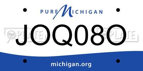 JOQ08O Michigan License Plate