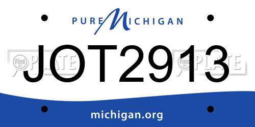JOT2913 Michigan License Plate