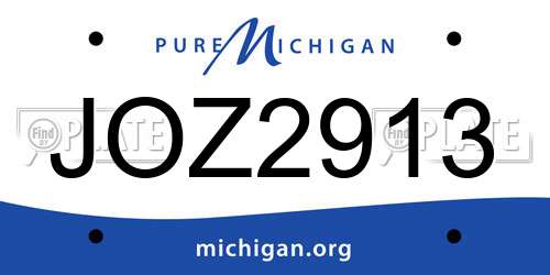 JOZ2913 Michigan License Plate