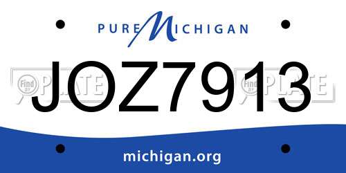 JOZ7913 Michigan License Plate