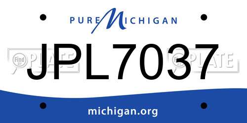 JPL7037 Michigan License Plate