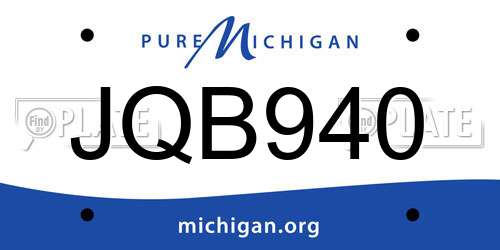 JQB940 Michigan License Plate