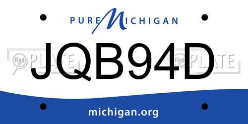 JQB94D Michigan License Plate