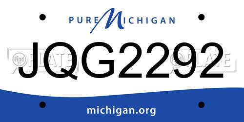 JQG2292 Michigan License Plate