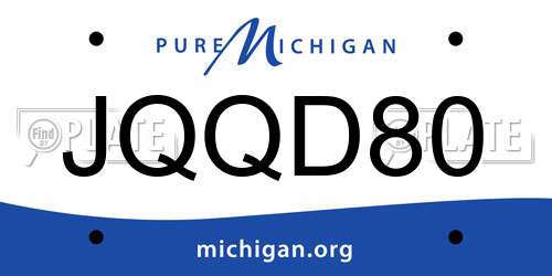 JQQD80 Michigan License Plate