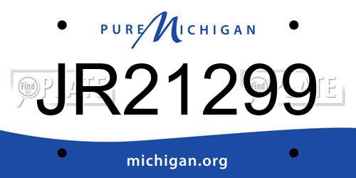 JR21299 Michigan License Plate