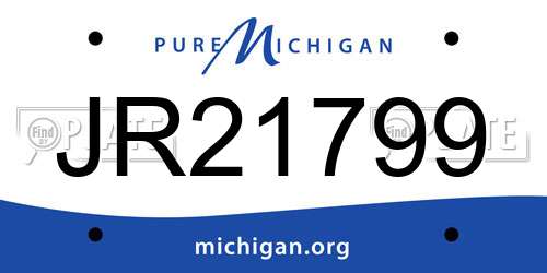 JR21799 Michigan License Plate