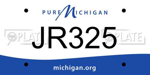 JR325 Michigan License Plate