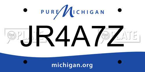JR4A7Z Michigan License Plate
