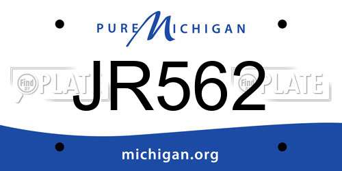 JR562 Michigan License Plate