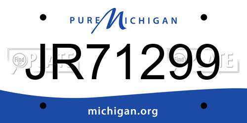 JR71299 Michigan License Plate