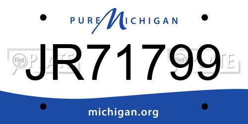 JR71799 Michigan License Plate