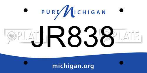 JR838 Michigan License Plate