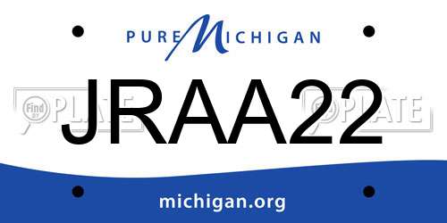 JRAA22 Michigan License Plate