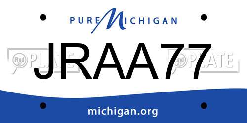JRAA77 Michigan License Plate