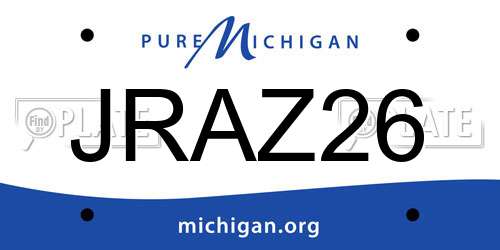 JRAZ26 Michigan License Plate