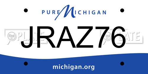 JRAZ76 Michigan License Plate