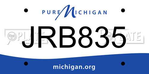 JRB835 Michigan License Plate