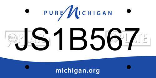 JS1B567 Michigan License Plate