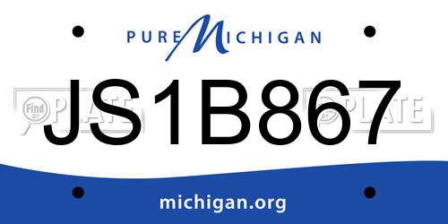 JS1B867 Michigan License Plate