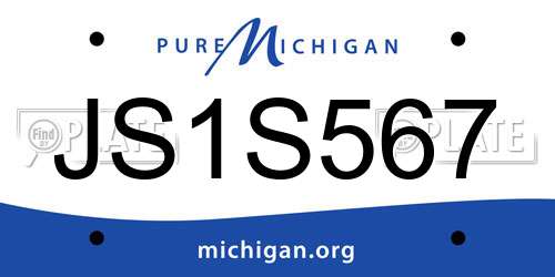 JS1S567 Michigan License Plate