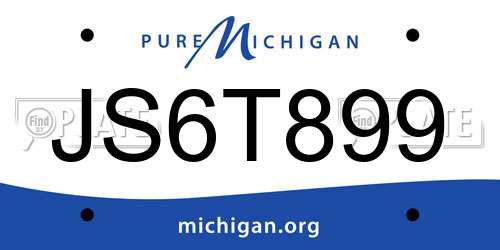 JS6T899 Michigan License Plate