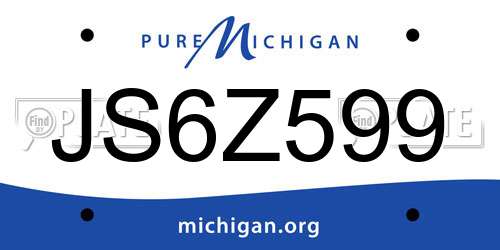 JS6Z599 Michigan License Plate