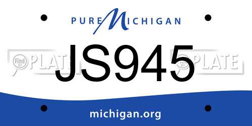 JS945 Michigan License Plate