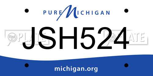 JSH524 Michigan License Plate