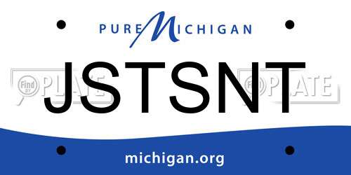 JSTSNT Michigan License Plate