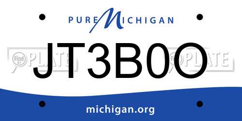 JT3B0O Michigan License Plate