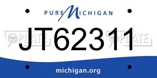 JT62311 Michigan License Plate