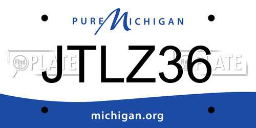 JTLZ36 Michigan License Plate