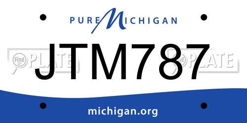 JTM787 Michigan License Plate