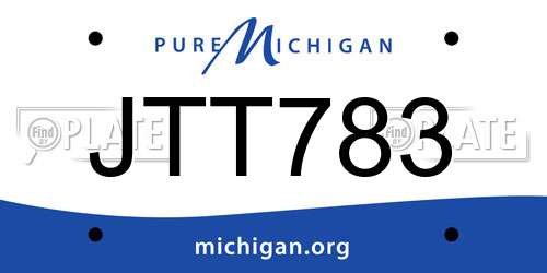JTT783 Michigan License Plate
