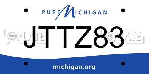 JTTZ83 Michigan License Plate